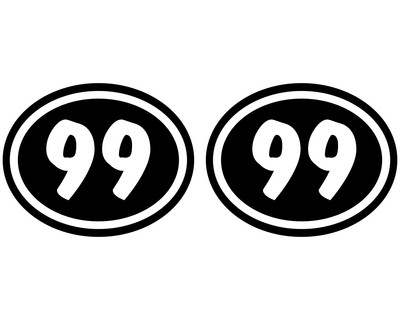 2 x Startnummern Oval Aufkleber für Motorrad Auto oder Fahrrad Sticker