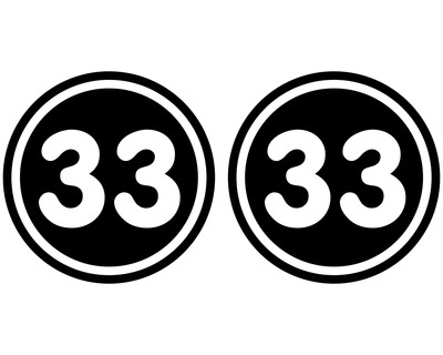 2 x Startnummern Rund Aufkleber für Motorrad Auto oder Fahrrad Sticker