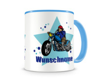 Tasse mit 9 unterschiedlichen Jungen Motiven 2 Tasse Modellnummer  blau