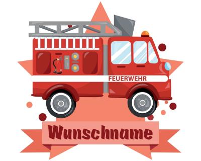 Feuerwehr-Auto Aufkleber mit Namen Autoaufkleber Namensaufkleber Kinder