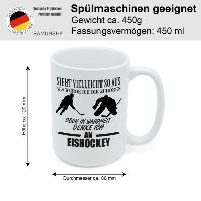 XXL Tasse mit dem Motiv Ich denke an Eishockey - Ansicht 2