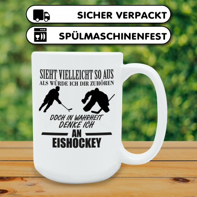 XXL Tasse mit dem Motiv Ich denke an Eishockey - Ansicht 4