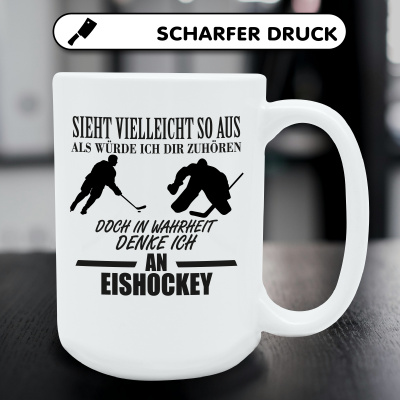 XXL Tasse mit dem Motiv Ich denke an Eishockey - Ansicht 5