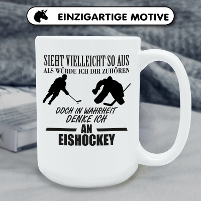 XXL Tasse mit dem Motiv Ich denke an Eishockey - Ansicht 6