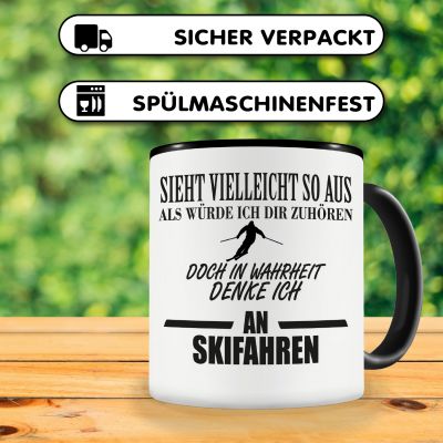 Tasse mit dem Motiv Ich denke an Skifahren - Ansicht 4