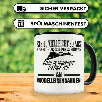 Tasse mit dem Motiv Ich denke an Modelleisenbahnen - Ansicht 4