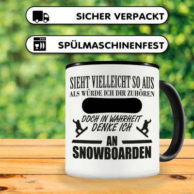 Tasse mit dem Motiv Ich denke an Snowboarden - Ansicht 4