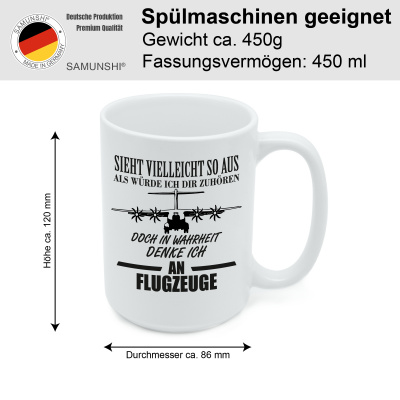 XXL Tasse mit dem Motiv Ich denke an Flugzeuge - Ansicht 2