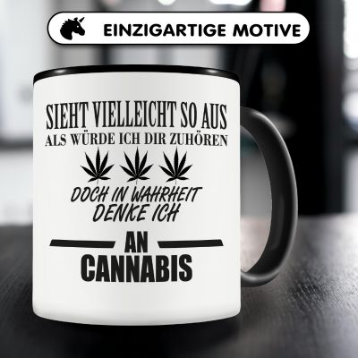 Tasse mit dem Motiv Ich denke an Cannabis - Ansicht 3