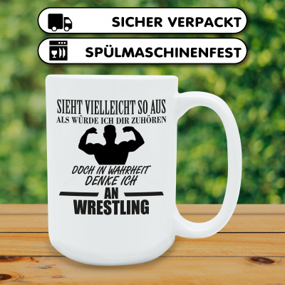 XXL Tasse mit dem Motiv Ich denke an Wrestling - Ansicht 4