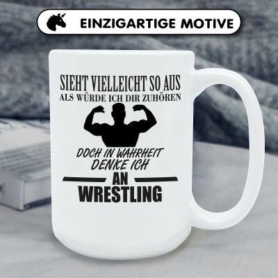 XXL Tasse mit dem Motiv Ich denke an Wrestling - Ansicht 6