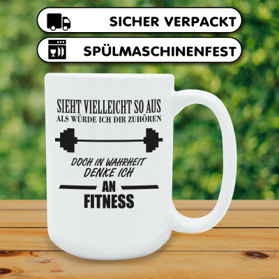 XXL Tasse mit dem Motiv Ich denke an Fitness - Ansicht 4