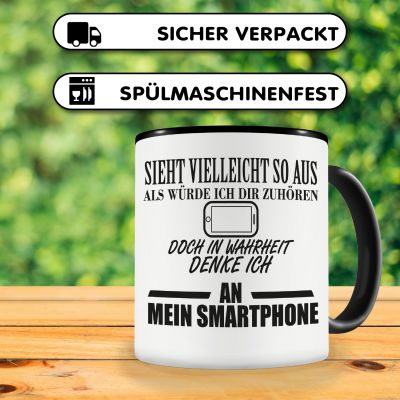 Tasse mit dem Motiv Ich denke an mein Smartphone - Ansicht 4