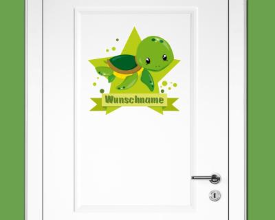 Buntes Wandtattoo Trschild  Kleine Schildkrte 