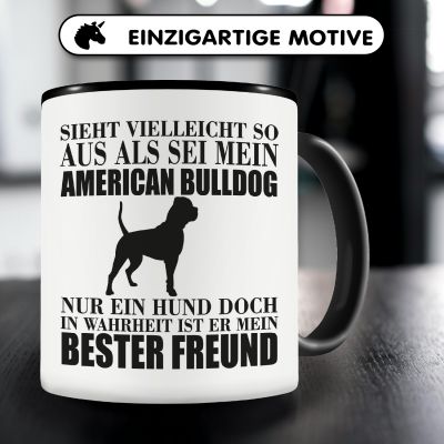 Tasse mit dem Motiv American Bulldog mein bester Freund - Ansicht 3