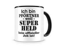 Tasse mit dem Motiv Ich bin Pfrtner Tasse Modellnummer  schwarz/schwarz