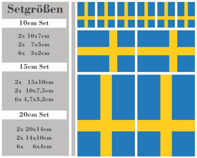 Aufkleber Set Schweden Autoaufkleber 10 Flaggen Set - Ansicht 2