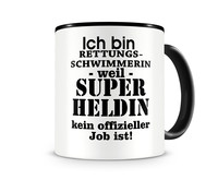 Tasse mit dem Motiv Ich bin Rettungsschwimmerin Tasse Modellnummer  schwarz/schwarz