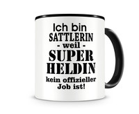 Tasse mit dem Motiv Ich bin Sattlerin Tasse Modellnummer  schwarz/schwarz