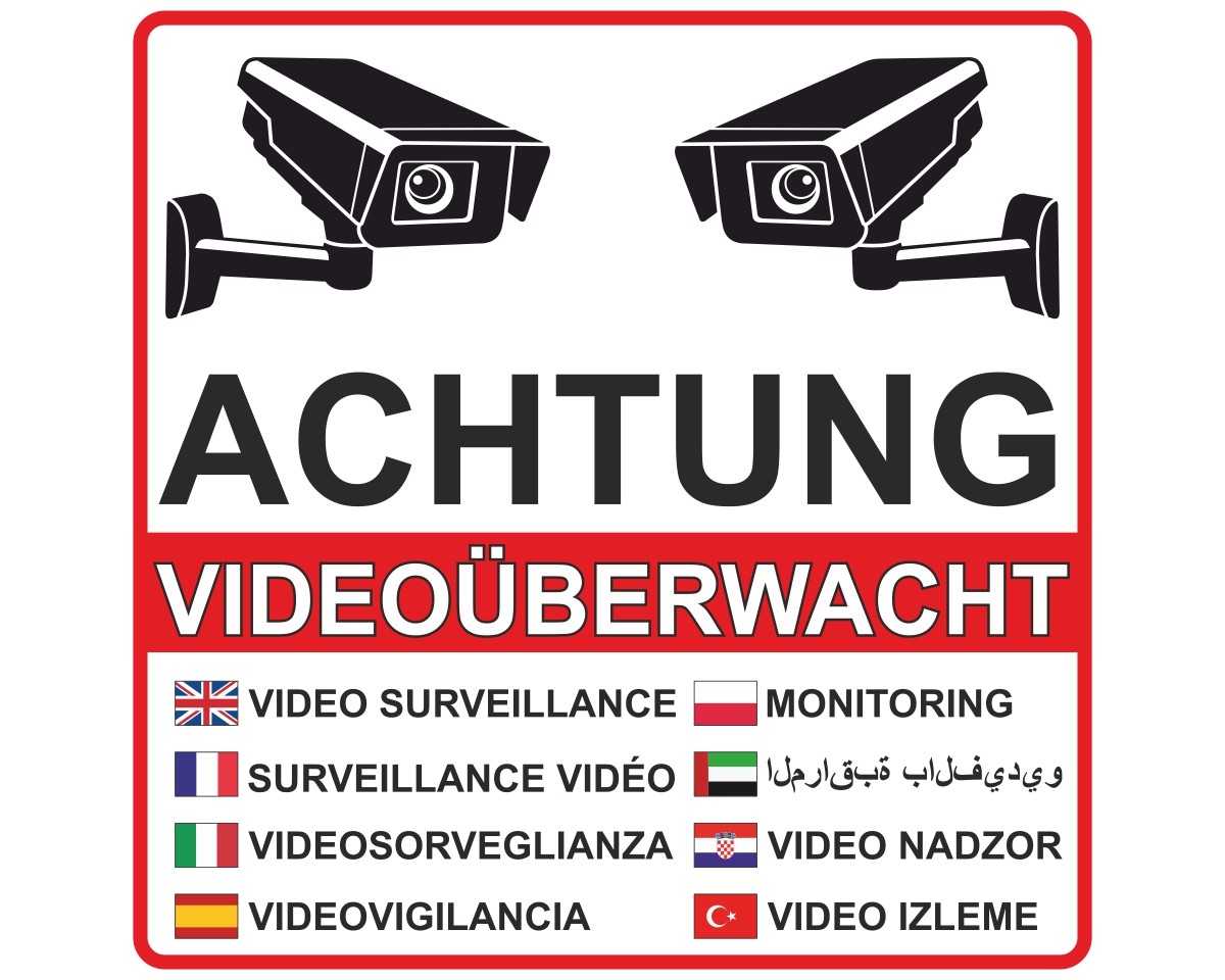 Aufkleber Achtung Videoüberwacht Rot Schild Sticker