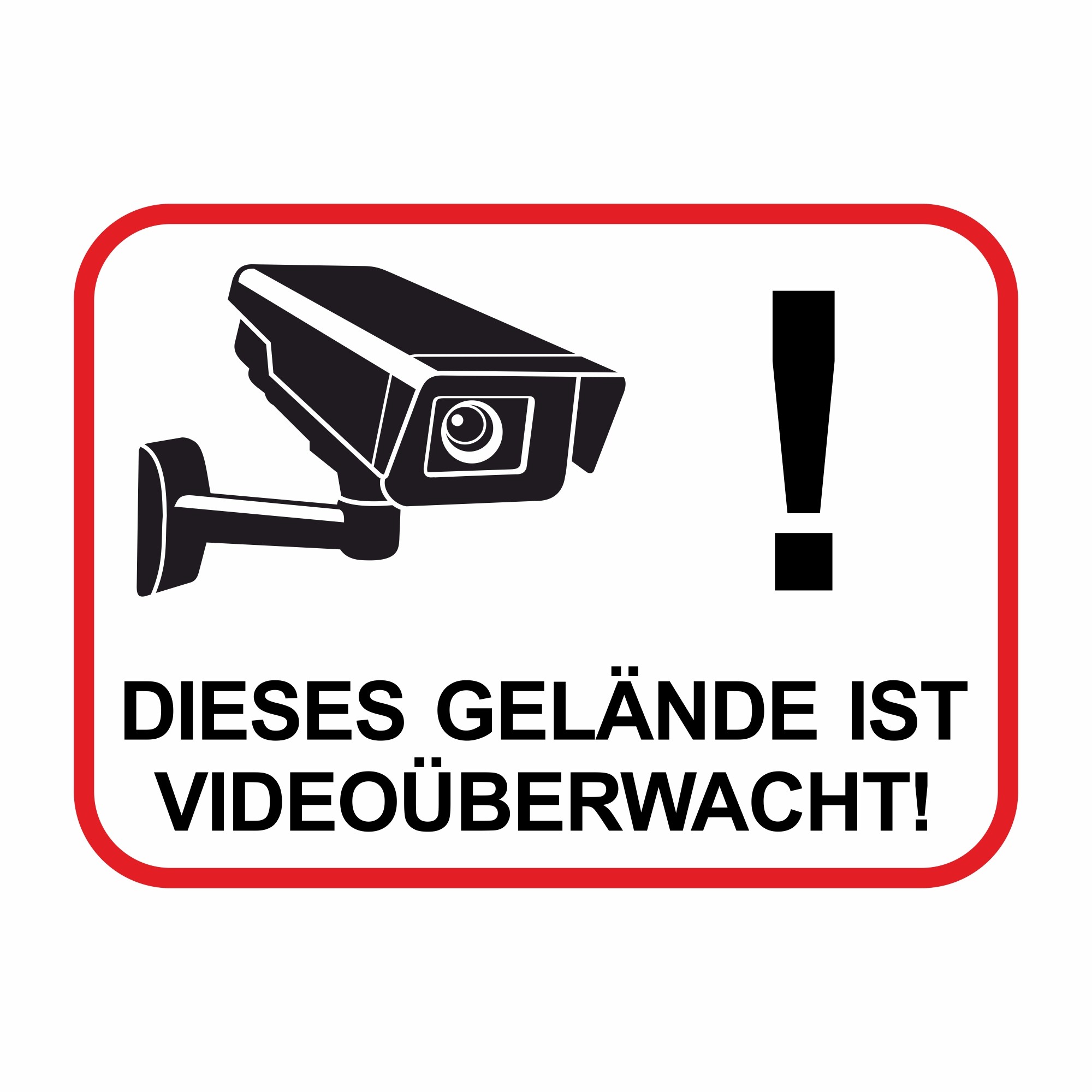 Aufkleber Gelände Videoüberwacht Weiß Schild Sticker