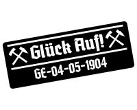 Aufkleber ”Glck Auf! GE-04-05-1904” Aufkleber Modellnummer  schwarz-wei