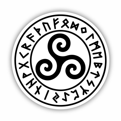 Triskele mit Runen A Aufkleber gedruckt