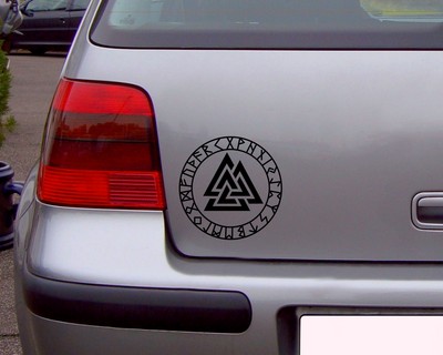 Aufkleber Valknut mit Runen C