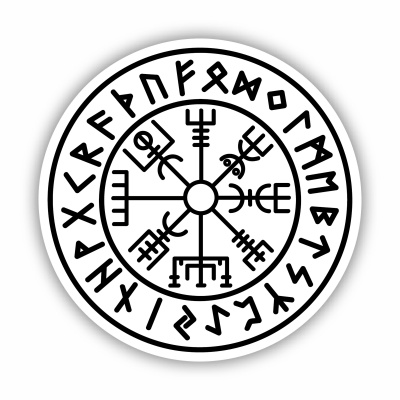 Vegvisir mit Runen A Aufkleber gedruckt