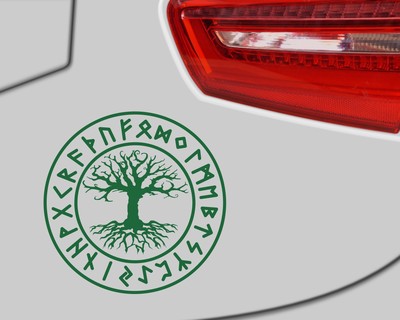 Aufkleber Yggdrasil mit Runen A - Ansicht 3