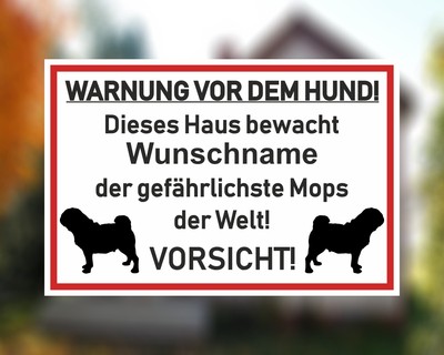 Aufkleber Mops Warnung