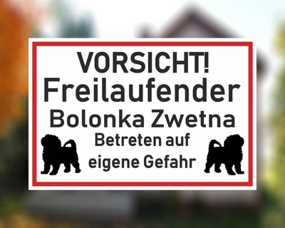 Aufkleber Vorsicht Bolonka Zwetna