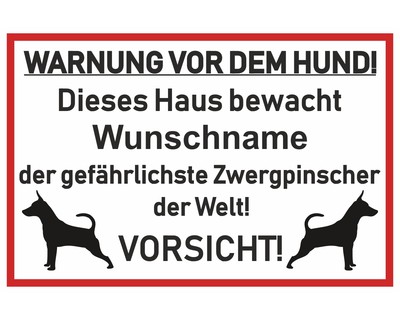 Zwergpinscher Warnung - Schild Sticker Hinweisschild Warnschild