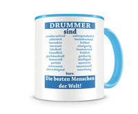 Tasse mit dem Motiv Drummer sind Tasse Modellnummer  hellblau/hellblau