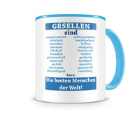 Tasse mit dem Motiv Gesellen sind Tasse Modellnummer  hellblau/hellblau