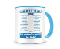 Tasse mit dem Motiv Metallarbeiter sind Tasse Modellnummer  hellblau/hellblau