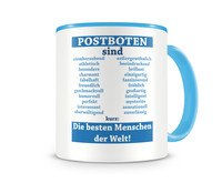 Tasse mit dem Motiv Postboten sind Tasse Modellnummer  hellblau/hellblau