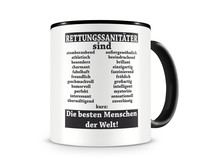 Tasse mit dem Motiv Rettunssanitter sind Tasse Modellnummer  schwarz/schwarz