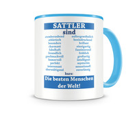 Tasse mit dem Motiv Sattler sind Tasse Modellnummer  hellblau/hellblau