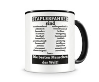 Tasse mit dem Motiv Staplerfahrer sind Tasse Modellnummer  schwarz/schwarz