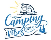 Camping Vibes Only Schriftzug Aufkleber Aufkleber Modellnummer  hellblau