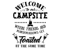 Welcome To Our Campsite Schriftzug Aufkleber Aufkleber Modellnummer  schwarz