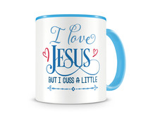 Tasse mit dem Motiv I Love Jesus Tasse Modellnummer  hellblau/hellblau