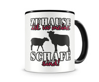 Tasse mit dem Motiv Zuhause ist Schafe Tasse Modellnummer  schwarz/rot