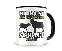 Tasse mit dem Motiv Zuhause ist Schafe Tasse Modellnummer  schwarz/grn 902