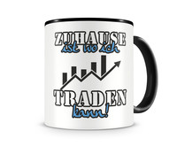 Tasse mit dem Motiv Zuhause ist Traden Tasse Modellnummer  schwarz/blau