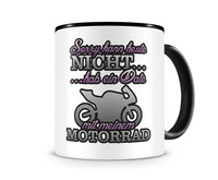 Tasse mit dem Motiv Date mit Motorrad Tasse Modellnummer  schwarz/rosa