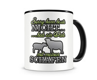 Tasse mit dem Motiv Date mit Schafen Tasse Modellnummer  schwarz/grn 902