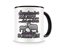 Tasse mit dem Motiv Date mit Schafen Tasse Modellnummer  schwarz/rosa