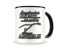 Tasse mit dem Motiv Date zum Angeln Tasse Modellnummer  schwarz/rosa